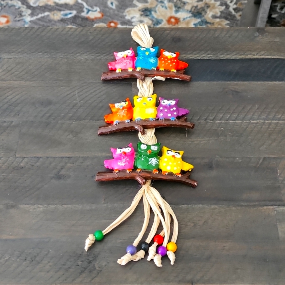 Baby owls ceramic handmade wall art